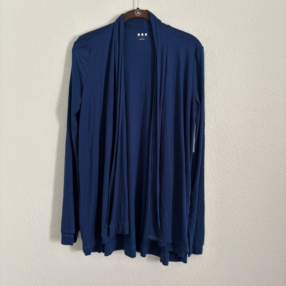 NWT Three Dots Women's Size Small Blue Open Front Cardigan Sweater